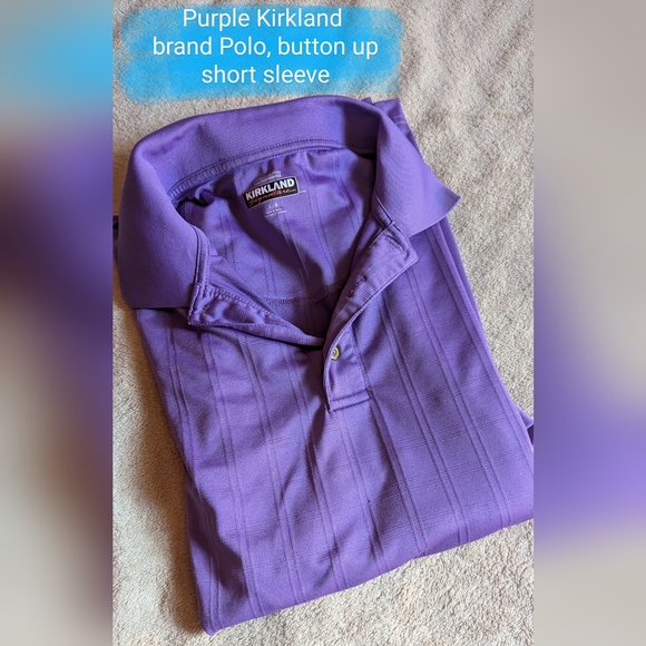 Kirkland Size Lg Men's, GUC purple square pattern polo shirt 🤩HOST PICK🤩 - Picture 3 of 14